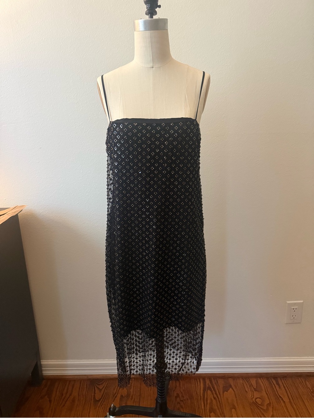 Gianni Bini Black Beaded Mini Slip Dress